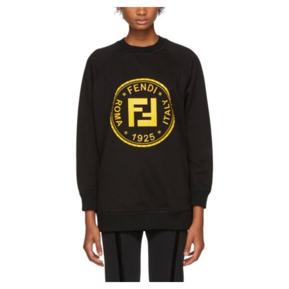 Fendi Black Roma 1925 Logo Crewneck Sweatshirt Women’s L - Picture 7 of 16